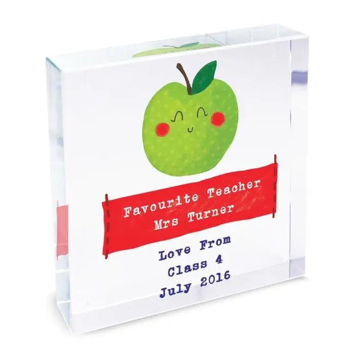 Personalised Apple for the Teacher Crystal Token: 3 - Crystal Tokens By Gift Moments