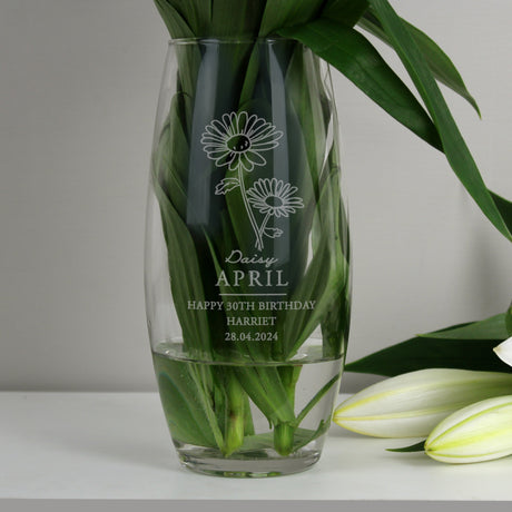 Personalised April Birth Flower Bullet Vase: 1 - Vases By Gift Moments