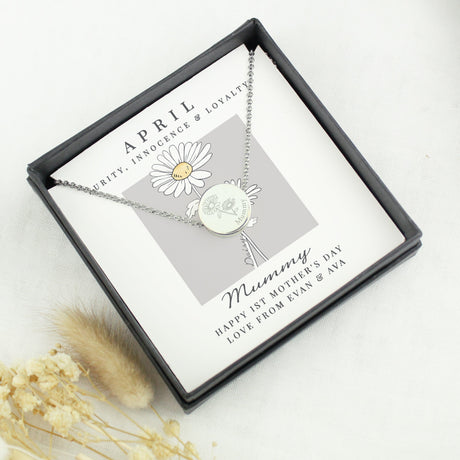 Personalised April Birth Flower Necklace and Box: 2 - Necklaces By Gift Moments