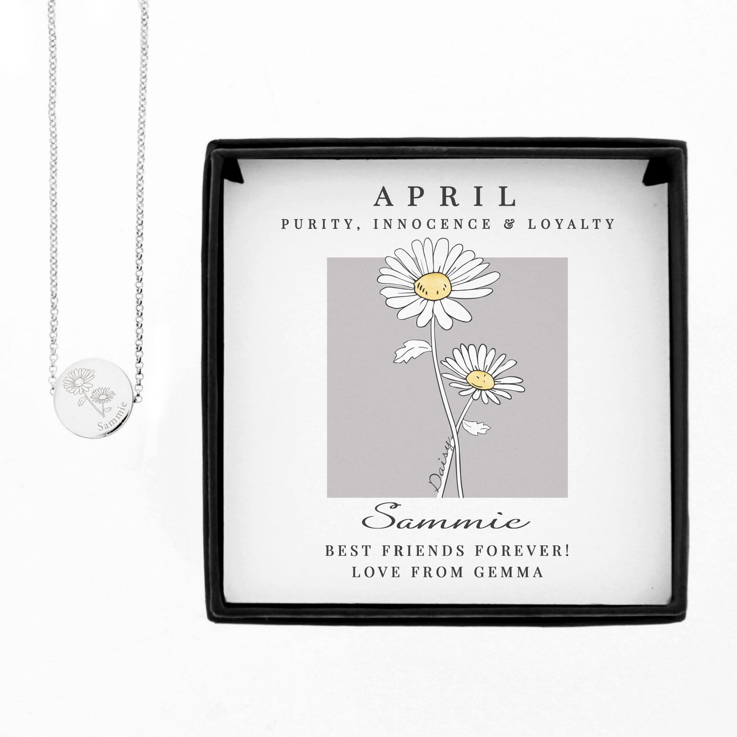 Personalised April Birth Flower Necklace and Box: 5 - Necklaces By Gift Moments