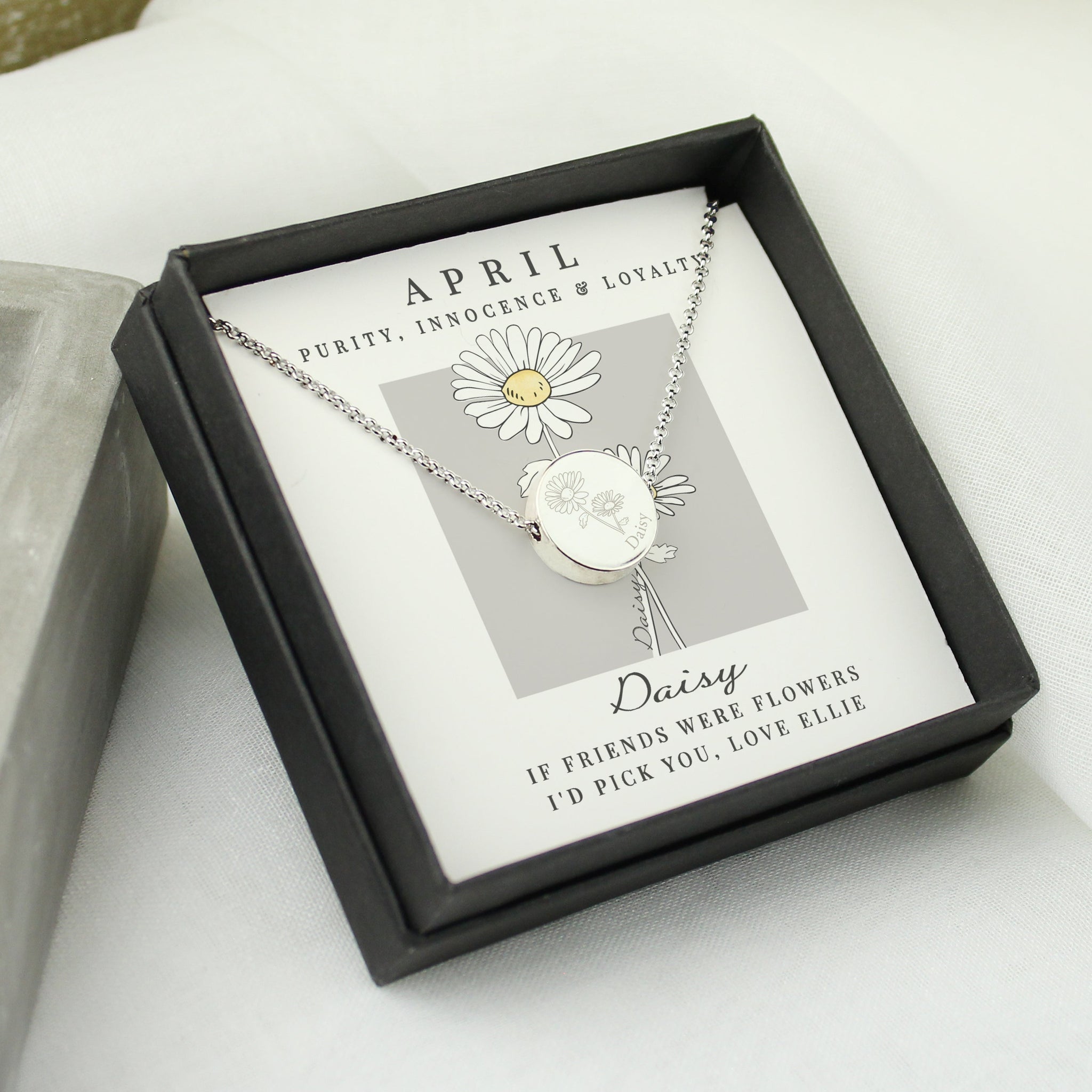 Personalised April Birth Flower Necklace and Box: 3 - Necklaces By Gift Moments