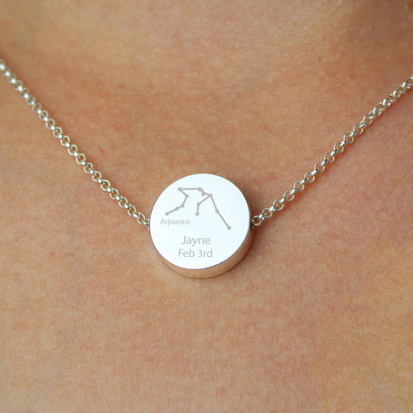 Personalised Aquarius Zodiac Star Sign Necklace (Jan 20th - Feb 18th): 3 - Necklaces By Gift Moments