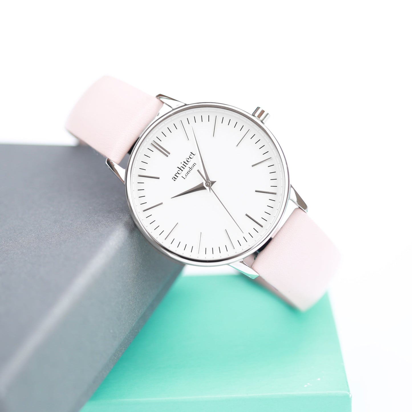 Personalised Architect Blanc Watch Silver Light Pink Strap: 1 - Watches By Architect Watches