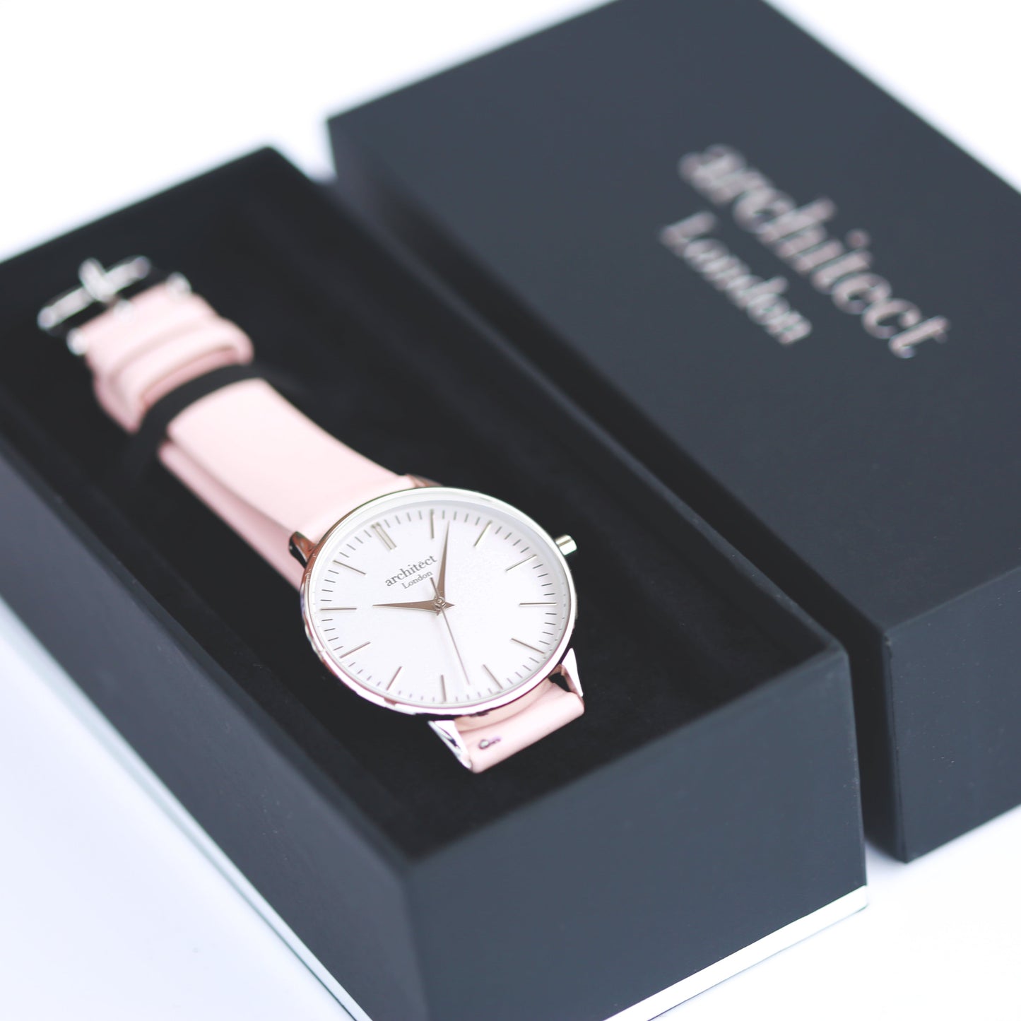 Personalised Architect Blanc Watch Silver Light Pink Strap: 3 - Watches By Architect Watches