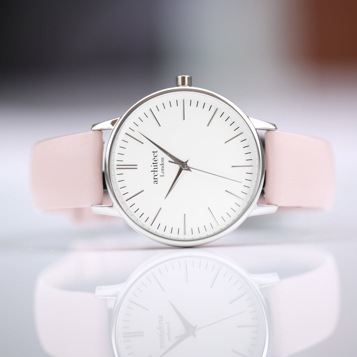 Personalised Architect Blanc Watch Silver Light Pink Strap: 6 - Watches By Architect Watches