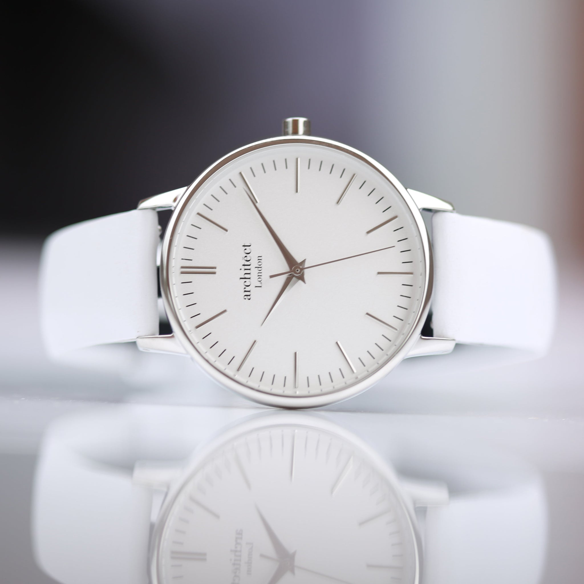 Personalised Architect Blanc Watch Silver White Strap: 4 - Watches By Architect Watches