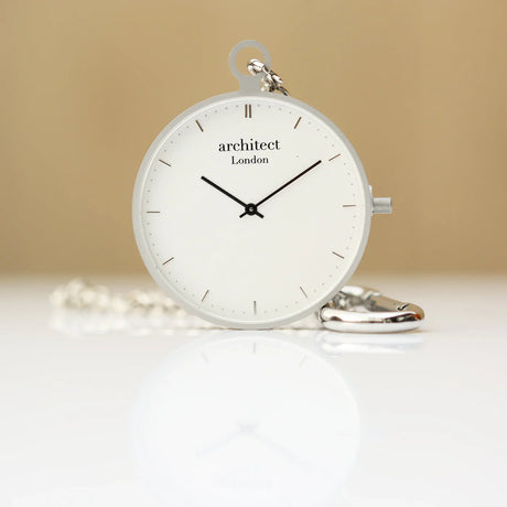 Personalised Architect Modern Pocket Watches: 9 - Silver - Watches By Architect Watches