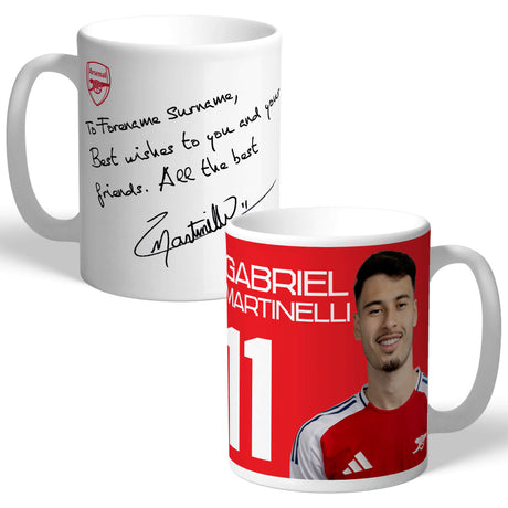 Personalised Arsenal FC Martinelli Autograph Mug: 1 - Mugs By Arsenal
