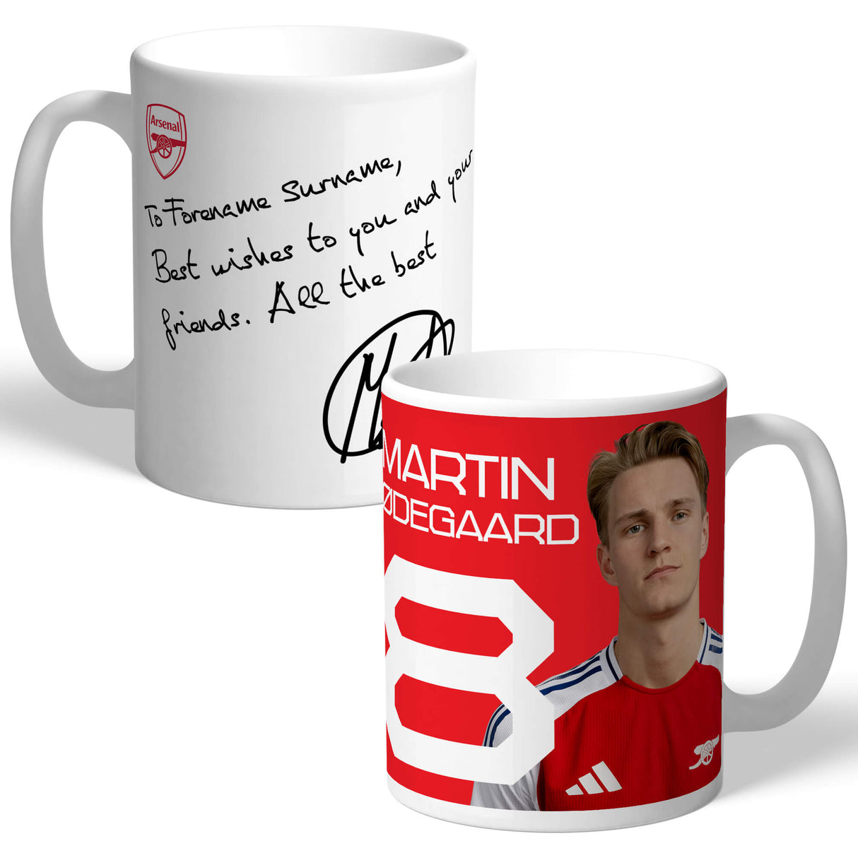 Personalised Arsenal FC Odegaard Autograph Mug: 1 - Mugs By Arsenal