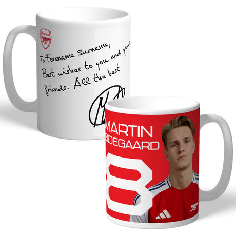 Personalised Arsenal FC Odegaard Autograph Mug: 1 - Mugs By Arsenal