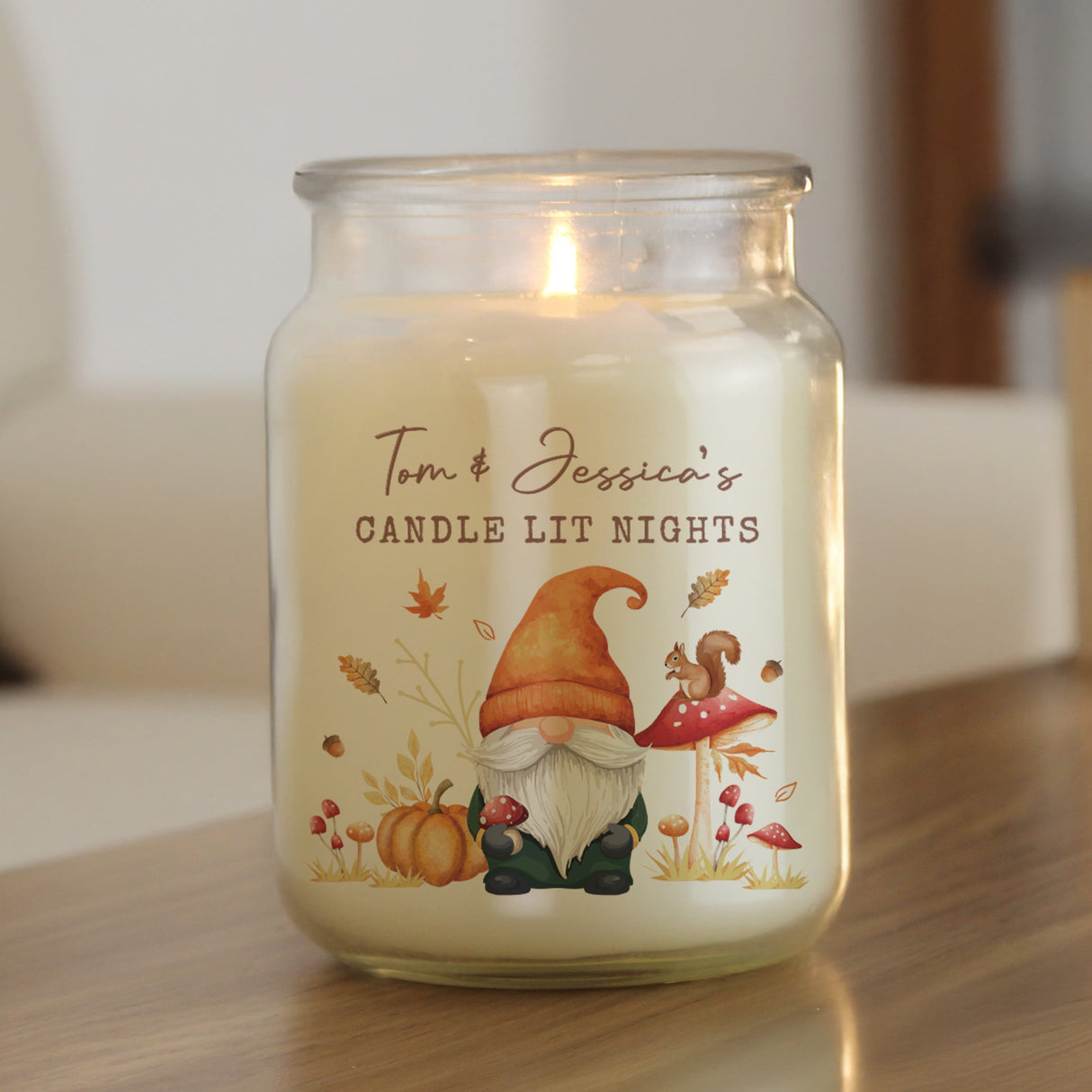 Personalised Autumn Gonk Large Candle Jar: 1 - Candles By Gift Moments