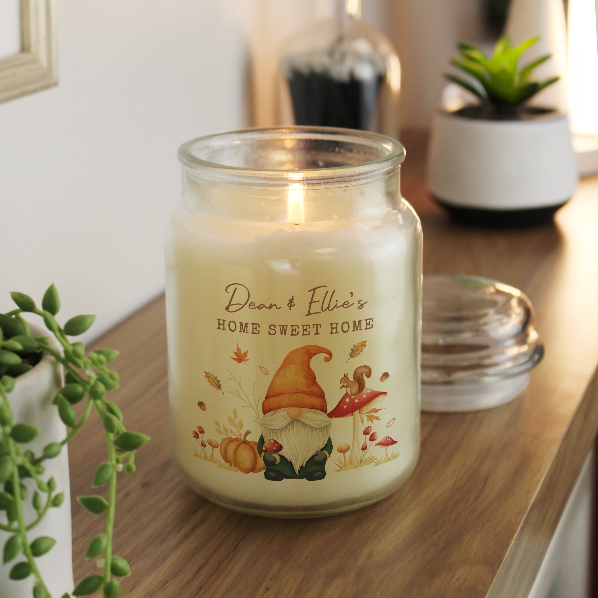 Personalised Autumn Gonk Large Candle Jar: 2 - Candles By Gift Moments