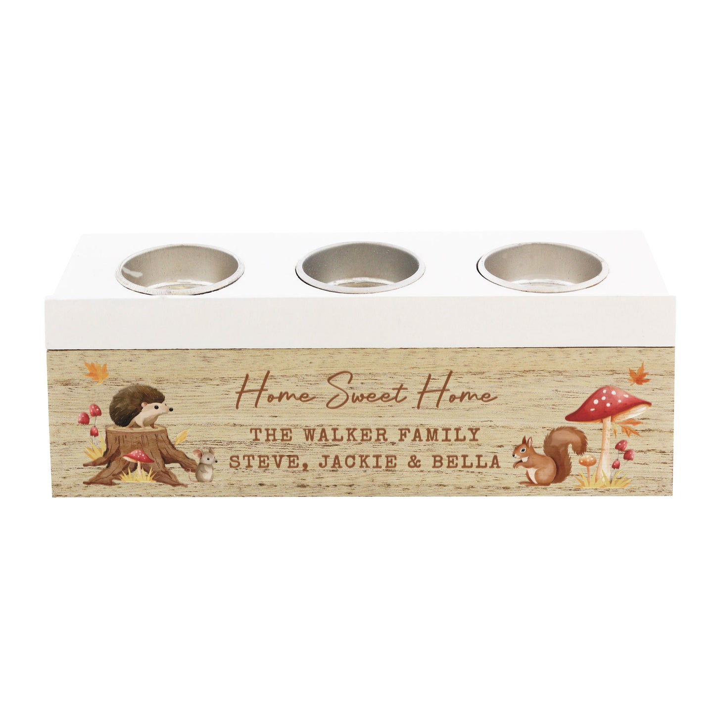 Personalised Autumn Triple Tea Light Box: 4 - Candle Holders By Gift Moments
