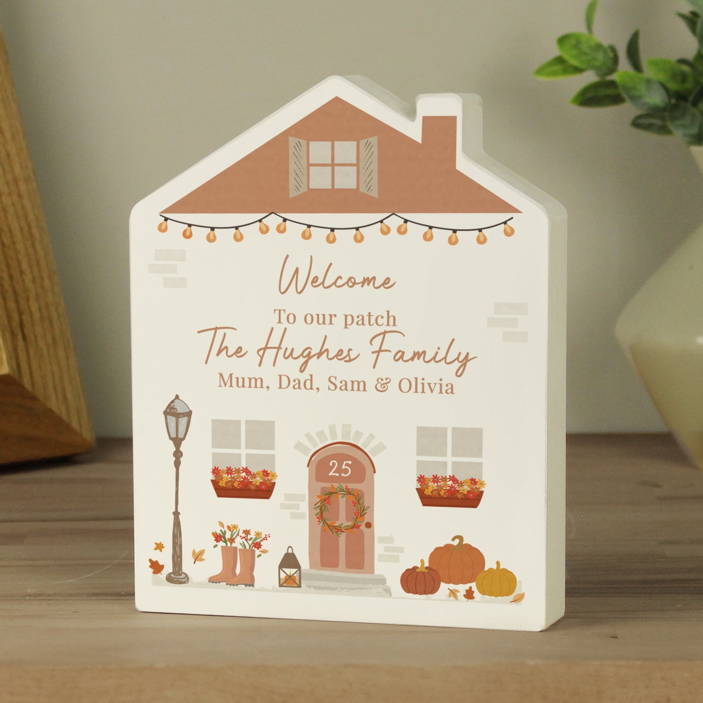 Personalised Autumnal Wooden House Ornament: 1 - Ornaments By Gift Moments