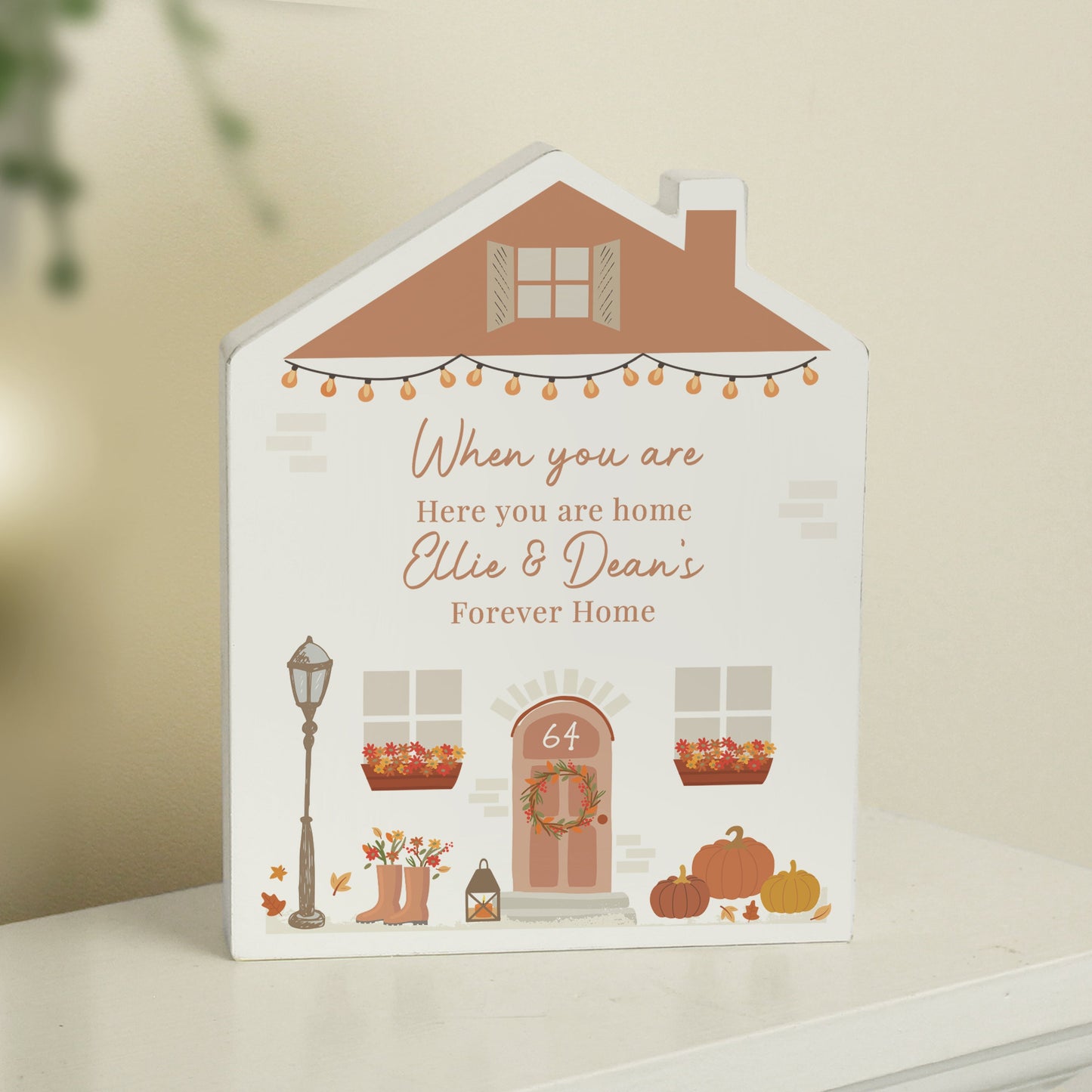 Personalised Autumnal Wooden House Ornament: 4 - Ornaments By Gift Moments