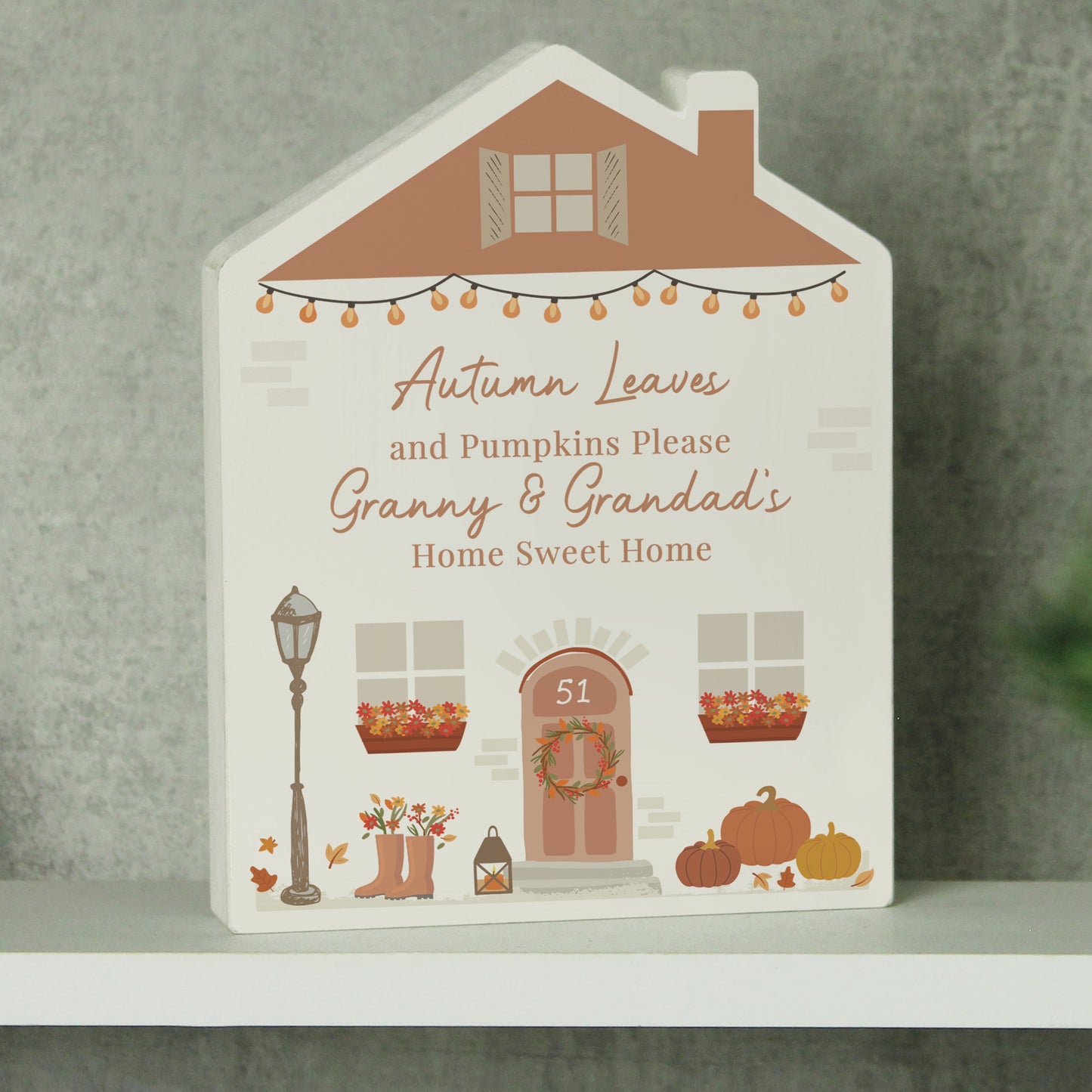 Personalised Autumnal Wooden House Ornament: 2 - Ornaments By Gift Moments