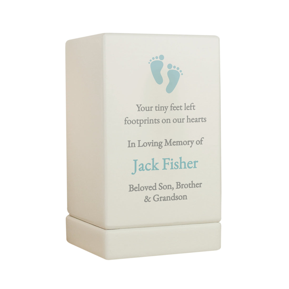 Personalised Baby Boy Small Wooden Urn: 7 - Urns By Gift Moments