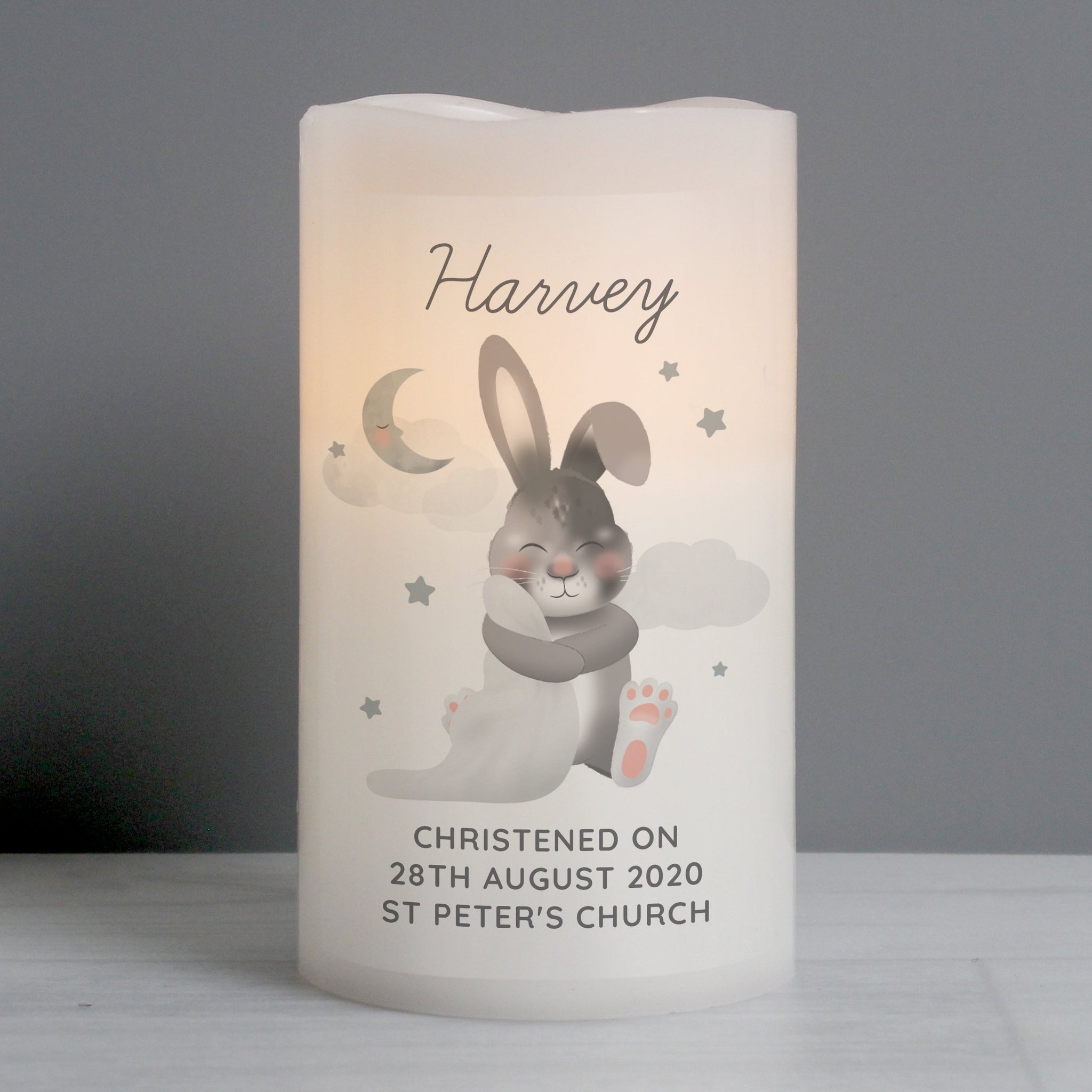 Personalised Baby Bunny LED Candle: 5 - LED Lighting By Gift Moments