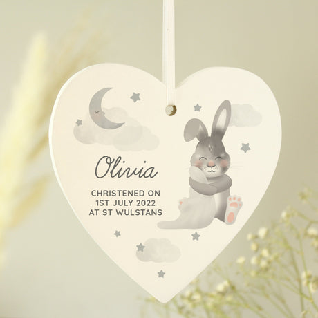 Personalised Baby Bunny Wooden Heart Decoration: 4 - Decorations By Gift Moments