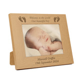 Personalised Baby Feet 5x7 Landscape Oak Finish Photo Frame: 4 - Photo Frames By Gift Moments