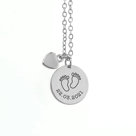 Personalised Baby Feet Matte Heart & Disc Necklaces: 5 - Necklaces By Gift Moments