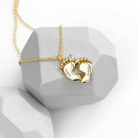 Personalised Baby Feet Plated Necklaces: 2 - Gold - Necklaces By Gift Moments