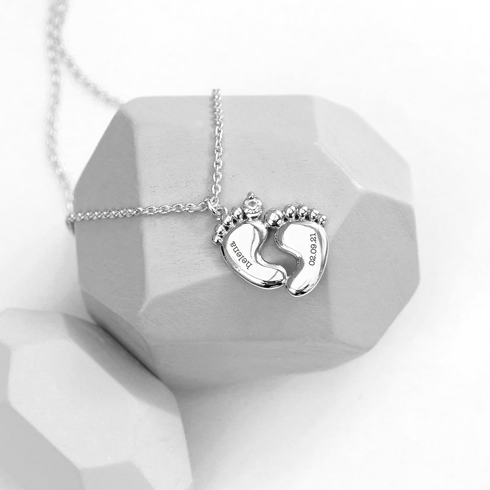 Personalised Baby Feet Plated Necklaces: 1 - Silver - Necklaces By Gift Moments