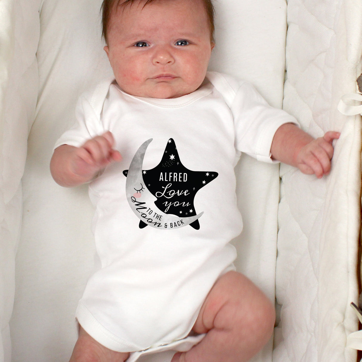 Personalised Baby To The Moon and Back 0-3 Months Baby Vest: 3 - Baby Clothing By Gift Moments