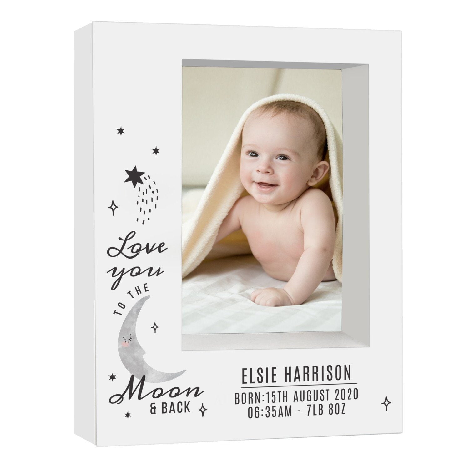 Personalised Baby To The Moon and Back 5x7 Box Photo Frame: 3 - Photo Frames By Gift Moments