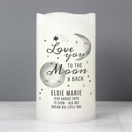 Personalised Baby To The Moon and Back LED Candle: 2 - LED Lighting By Gift Moments