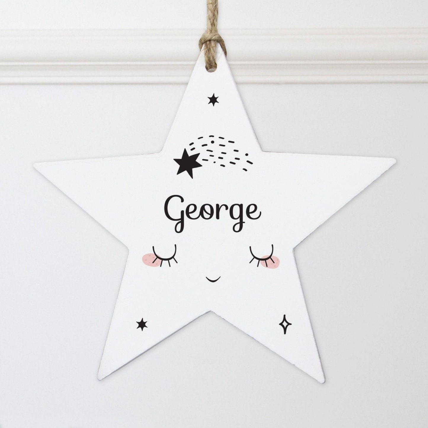 Personalised Baby Moon Wooden Star Decoration: 1 - Decorations By Gift Moments