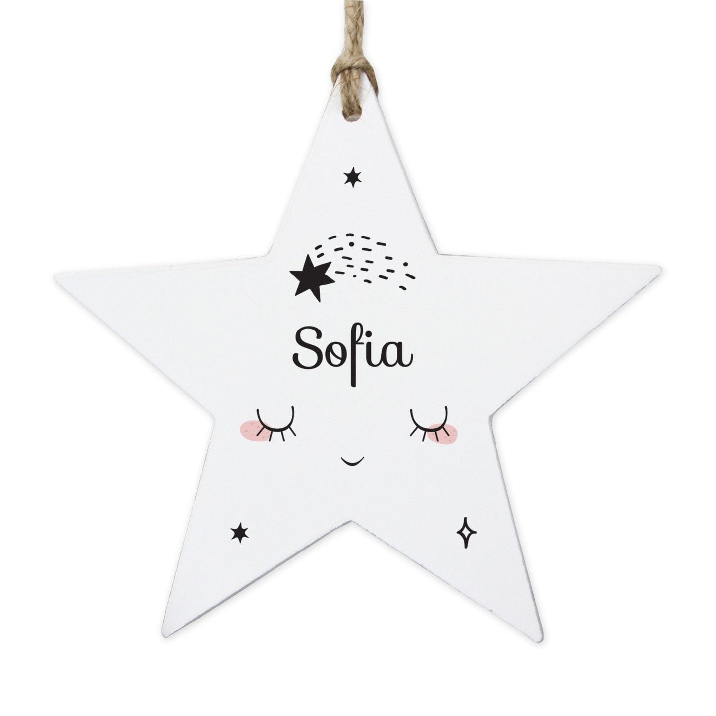 Personalised Baby Moon Wooden Star Decoration: 3 - Decorations By Gift Moments