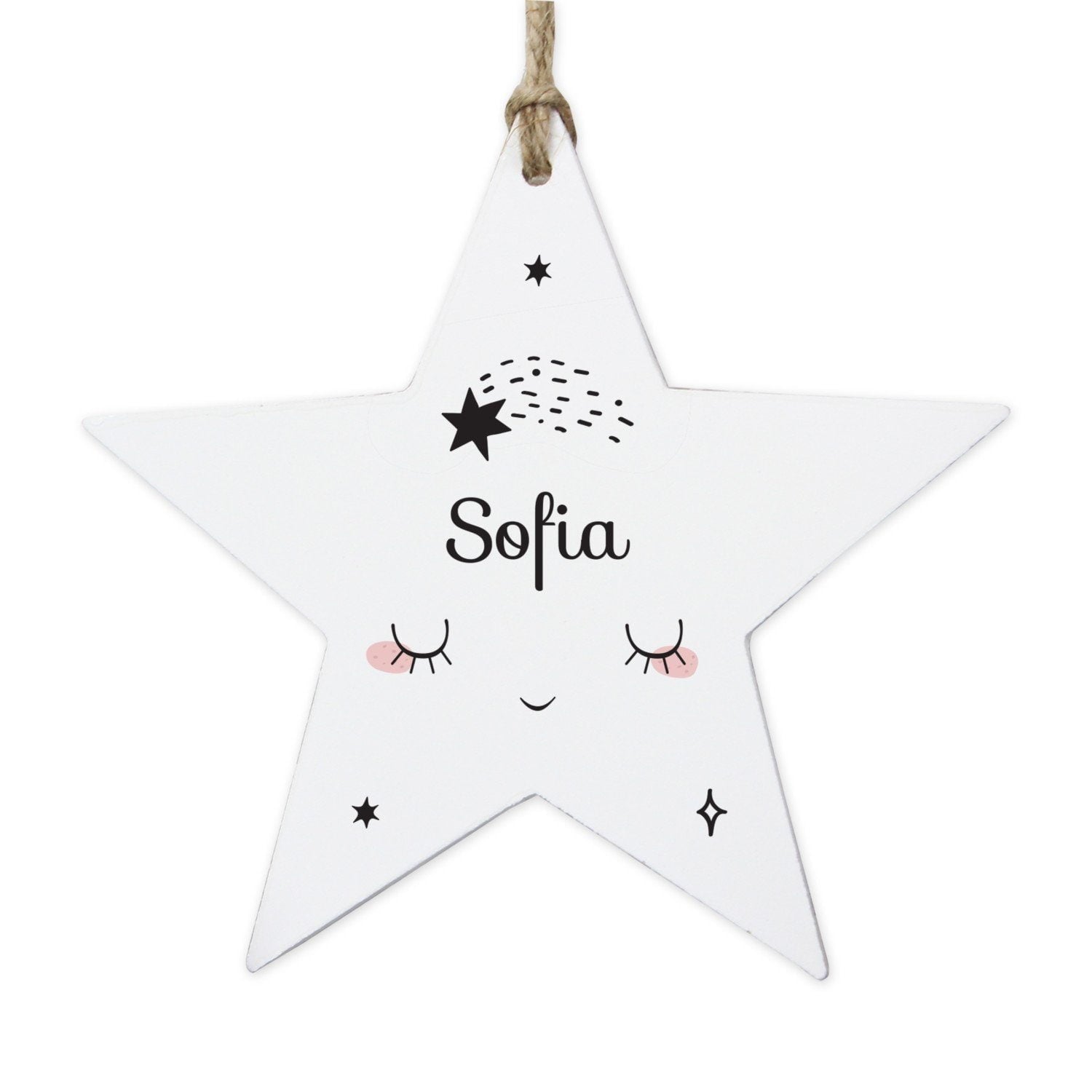 Personalised Baby Moon Wooden Star Decoration: 3 - Decorations By Gift Moments