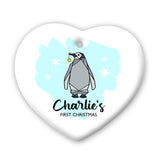 Personalised Baby Penguin Heart Decoration: 2 - Christmas Decorations By Gift Moments