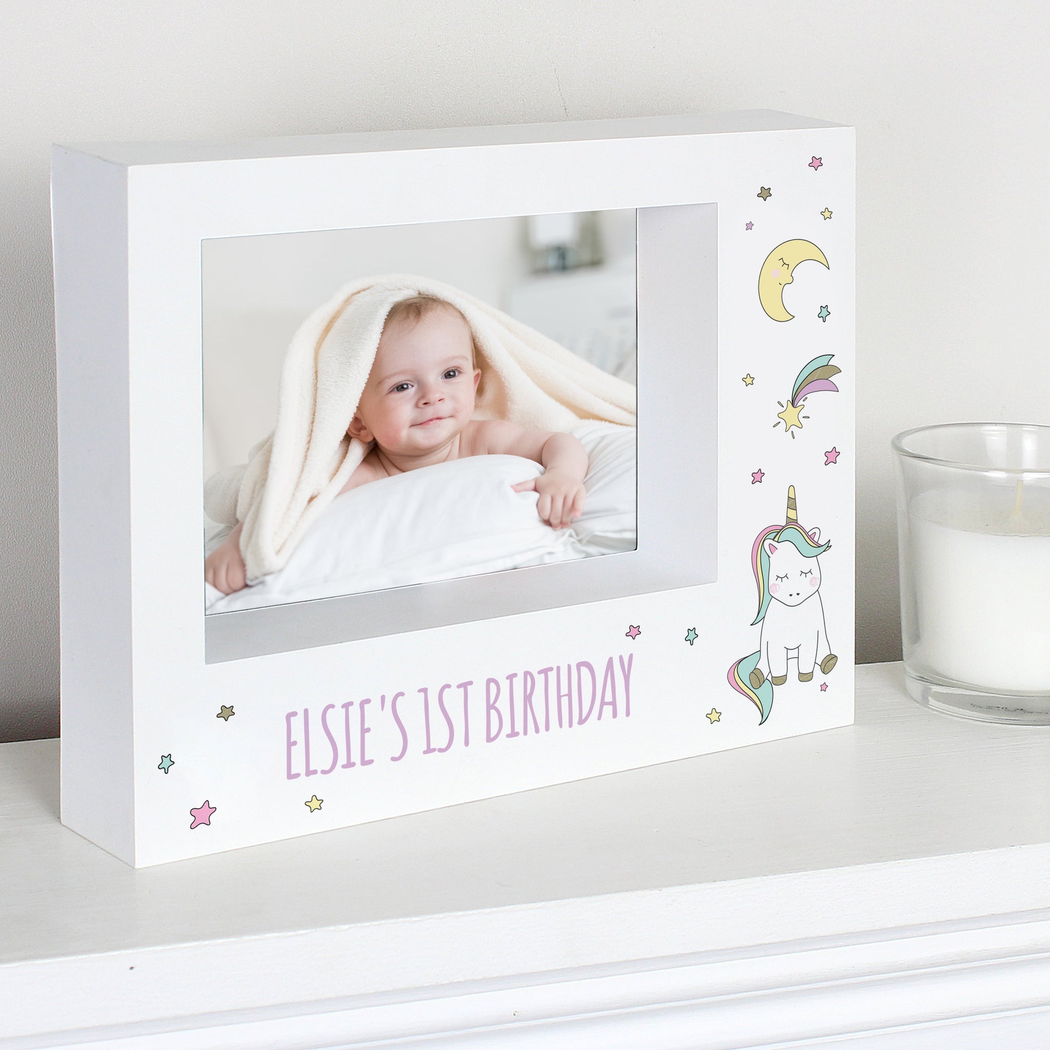 Personalised Baby Unicorn 5x7 Landscape Box Photo Frame: 6 - Photo Frames By Gift Moments