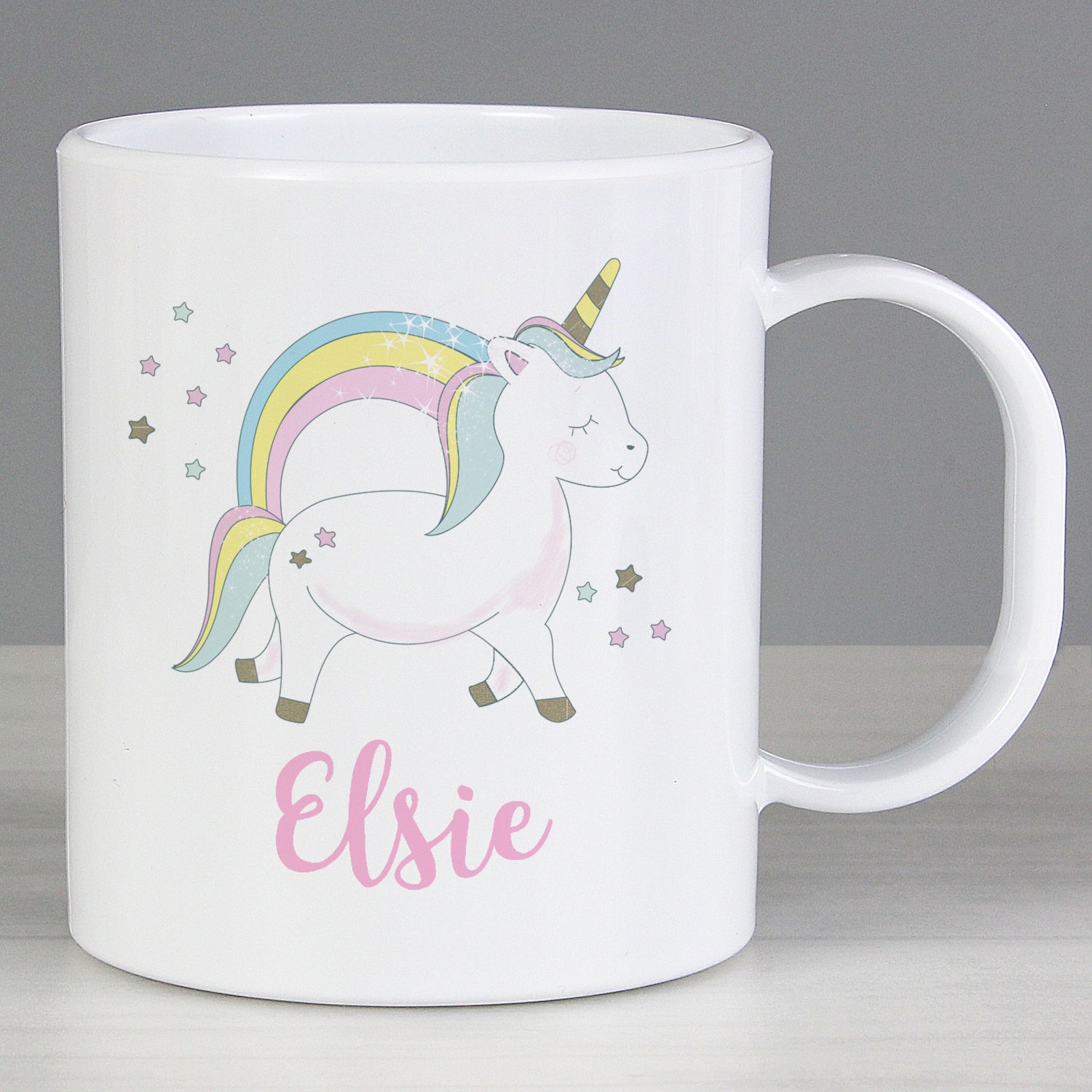 Personalised Baby Unicorn Plastic Mug: 3 - Plastic Mugs By Gift Moments