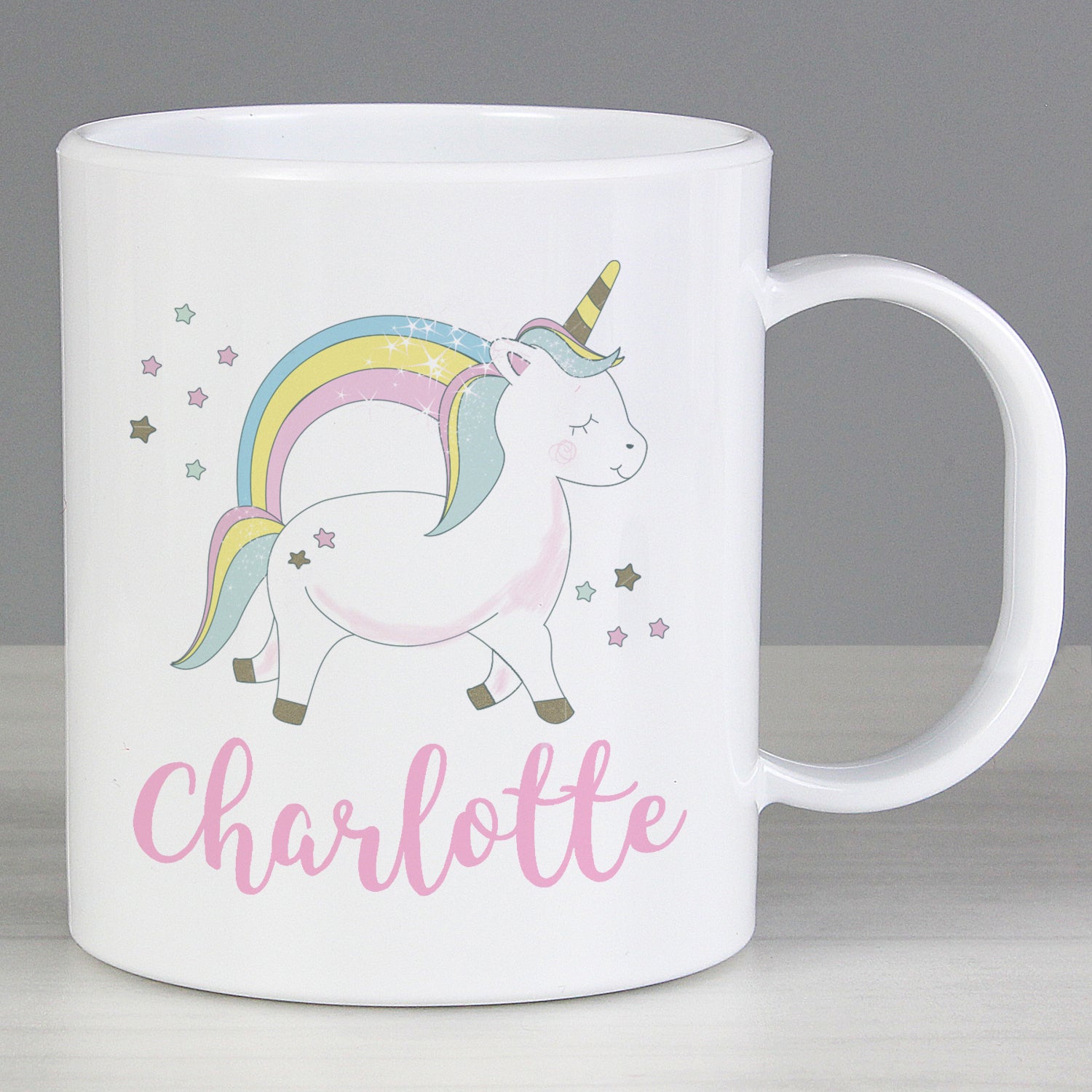 Personalised Baby Unicorn Plastic Mug: 2 - Plastic Mugs By Gift Moments