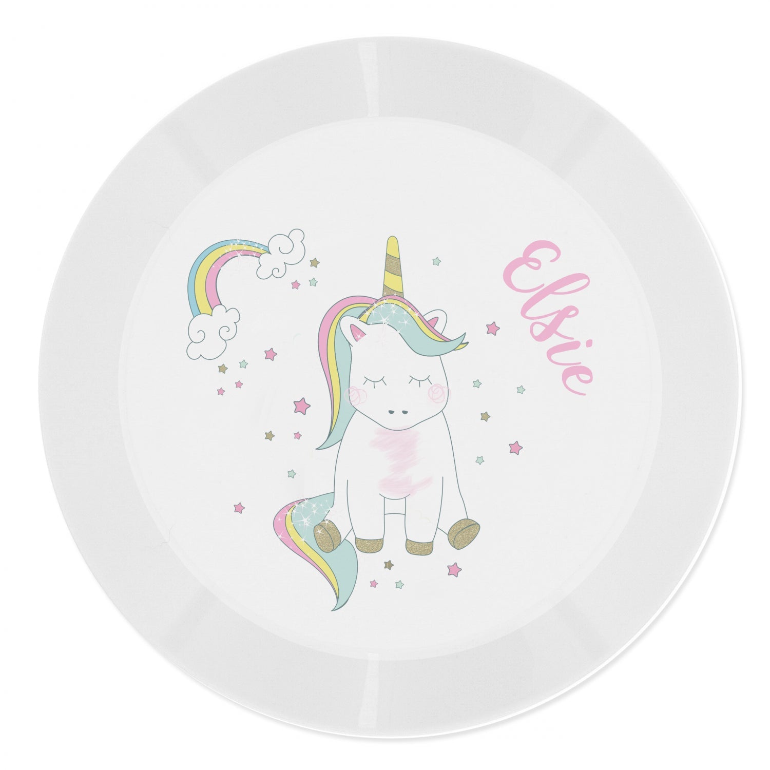 Personalised Baby Unicorn Plastic Plate: 3 - Tableware By Gift Moments