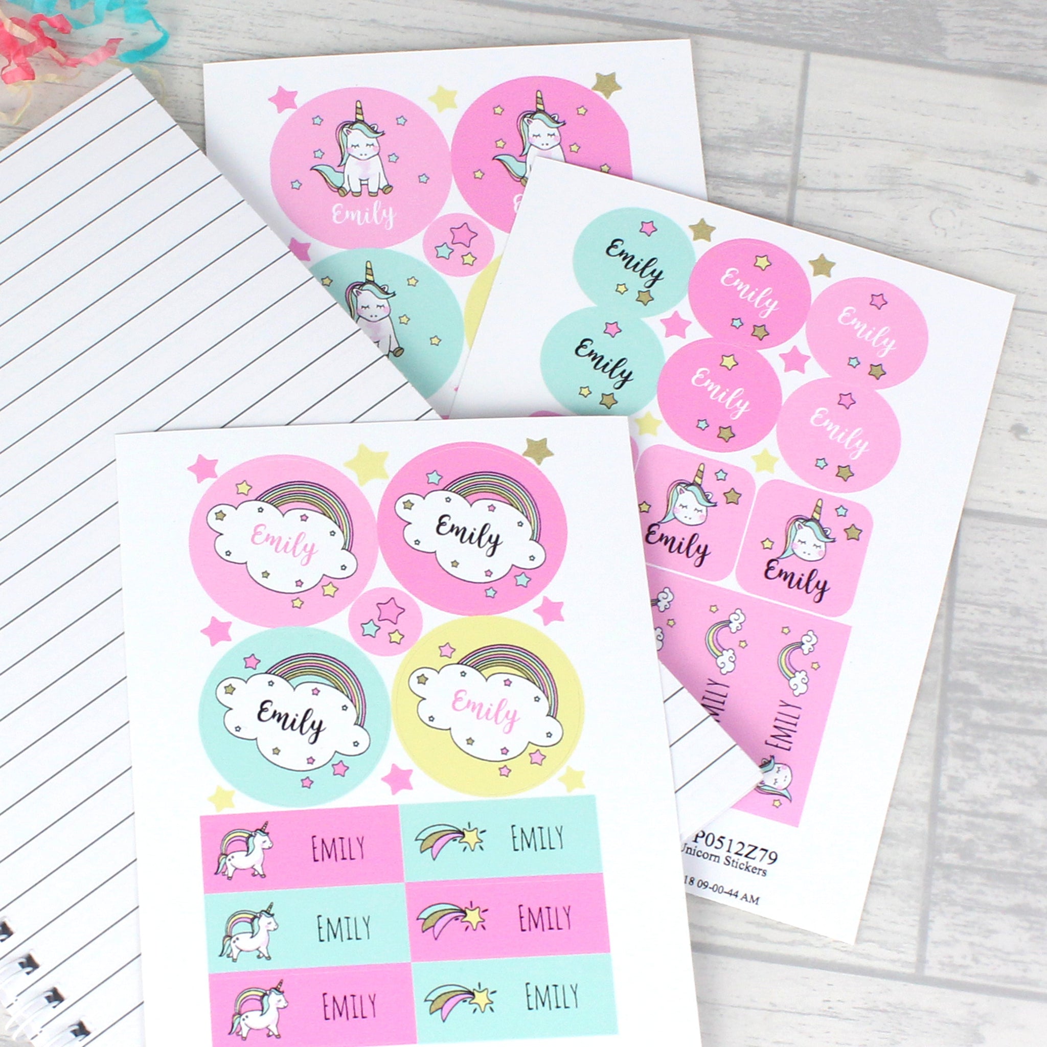 Personalised Baby Unicorn Sticker Set: 5 - Stickers By Gift Moments