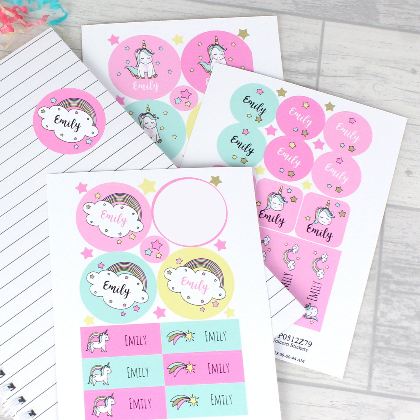 Personalised Baby Unicorn Sticker Set: 4 - Stickers By Gift Moments