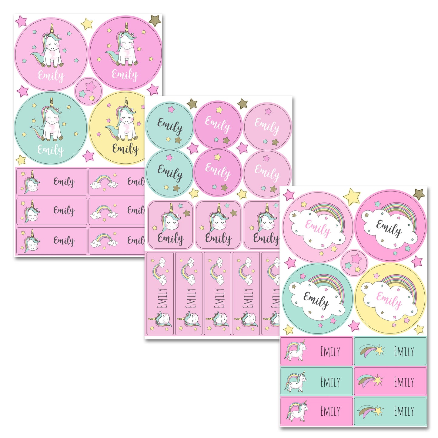 Personalised Baby Unicorn Sticker Set: 3 - Stickers By Gift Moments
