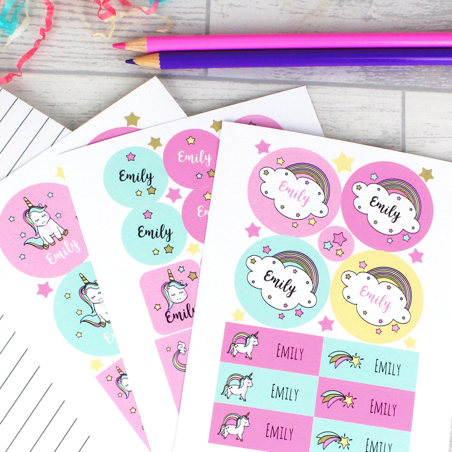 Personalised Baby Unicorn Sticker Set: 1 - Stickers By Gift Moments