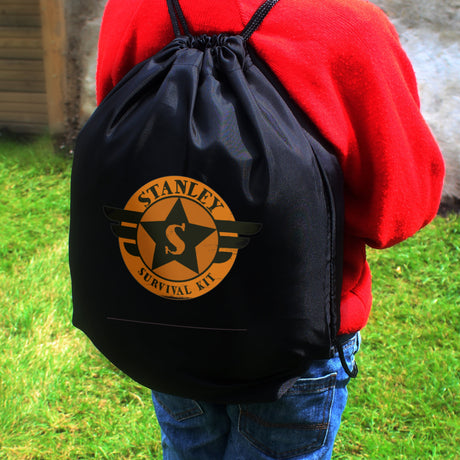 Personalised Badge Black Kit Bag: 7 - Kids Bags By Gift Moments