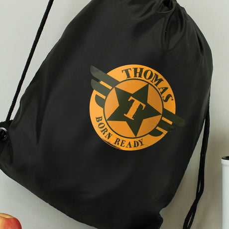 Personalised Badge Black Kit Bag: 6 - Kids Bags By Gift Moments