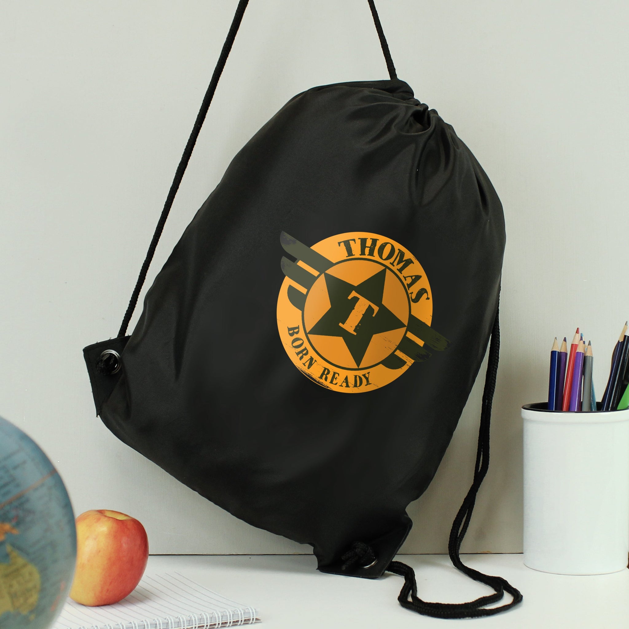 Personalised Badge Black Kit Bag: 1 - Kids Bags By Gift Moments