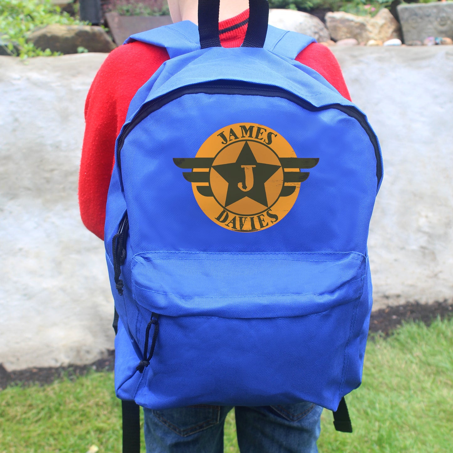 Personalised Badge Blue Backpack: 3 - Kids Bags By Gift Moments