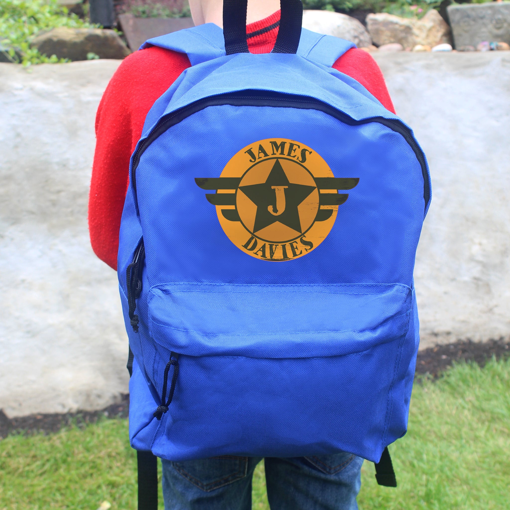 Personalised Badge Blue Backpack: 3 - Kids Bags By Gift Moments