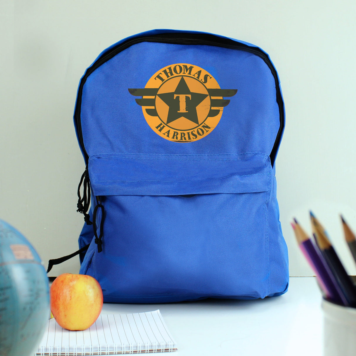 Personalised Badge Blue Backpack: 1 - Kids Bags By Gift Moments