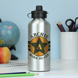 Personalised Badge Silver Drinks Bottle: 2 - Kids Bottles By Gift Moments