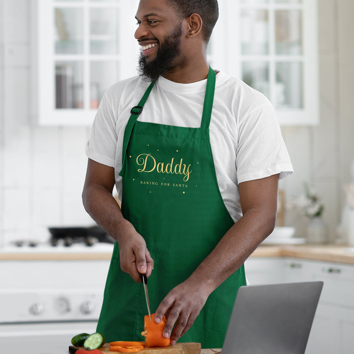 Personalised Baking for Santa Christmas Apron: 2 Green Aprons By Gift Moments